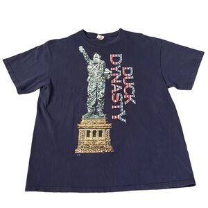 Delta Pro Weight Duck Dynasty Statue of Liberty USA FLAG Navy Blue T-Shirt Sz XL